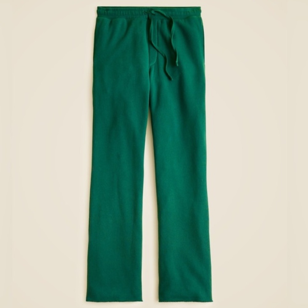 NEW J. CREW Heritage terry wide-leg sweatpant Midnight Foliage Green Size Medium